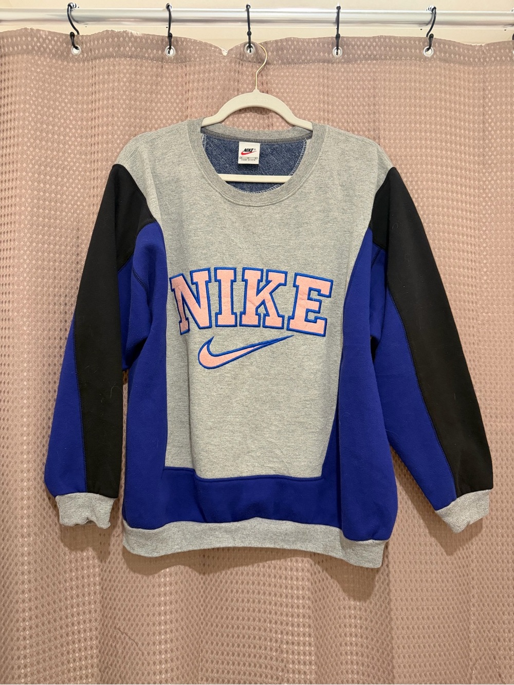 Nike Gray/Blue/Black Colorblock Crewneck Sweatshirt